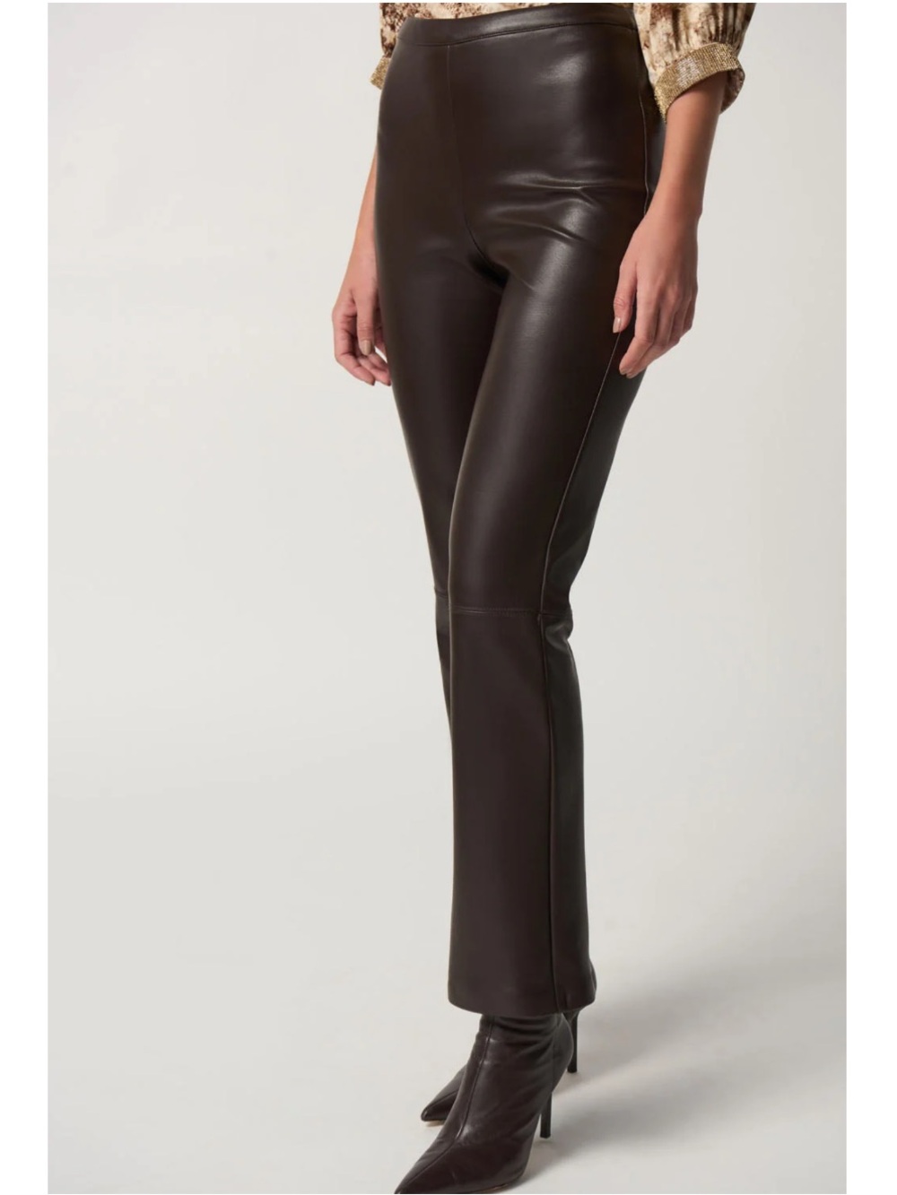 Joseph Ribkoff Mocha Flared Faux-Leather Pants